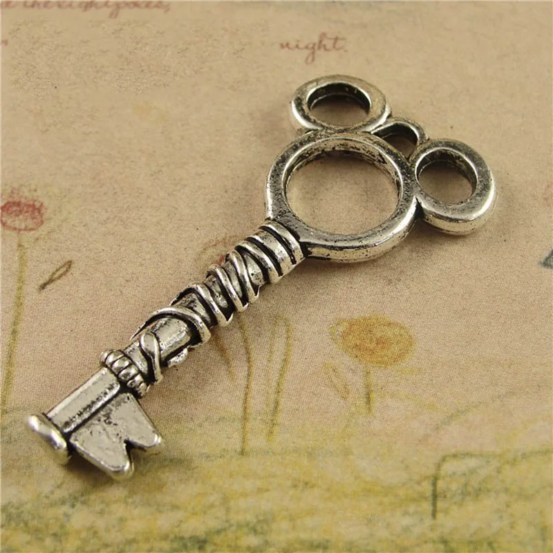 Antique silver 1 10 шт. 23x47 мм Ретро Ключ Кулон Античный бронзовый, серебристый цвет для самостоятельного изготовления ювелирных изделий брелок Шарм фурнитура аксессуары Поставщик - Окраска металла: Antique silver 1