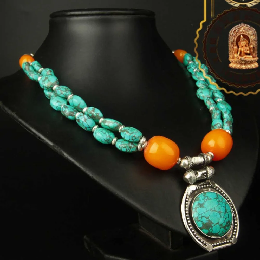 Бесплатная доставка Серебряный тибетский Будда ручной работы с бусинами бирюзой