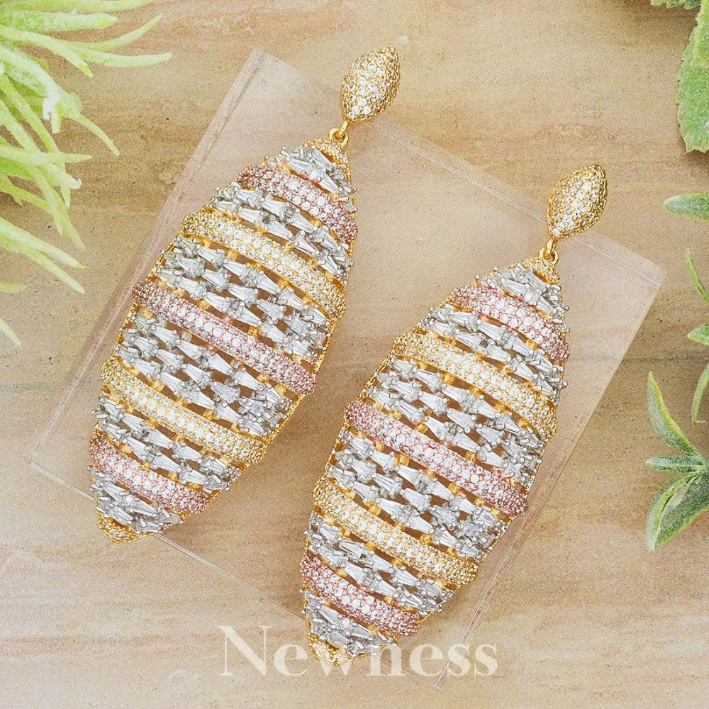 Новинка высокое качество модные роскошные супер 3 тона серьги кубический