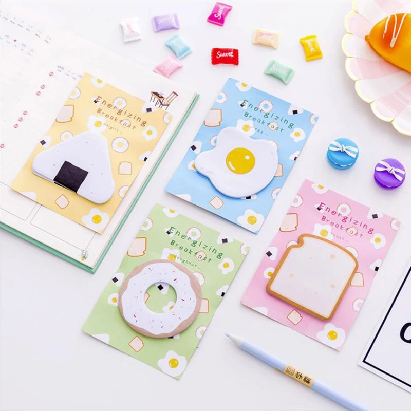 Самоклеющиеся Блокноты с изображением еды Липкие заметки цветные офисные