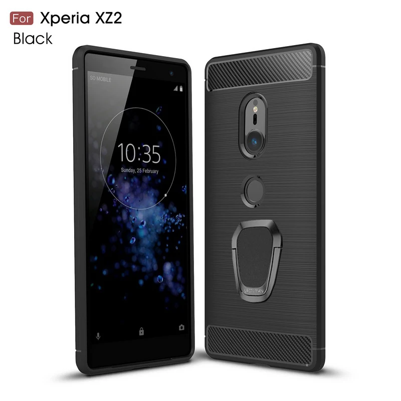 Мягкий чехол для телефона из углеродного волокна для sony Xperia XZ4 XZ3 XZ2 XZ1 XZ XA3 XA2 XA1 Plus силиконовый чехол с магнитным кольцом