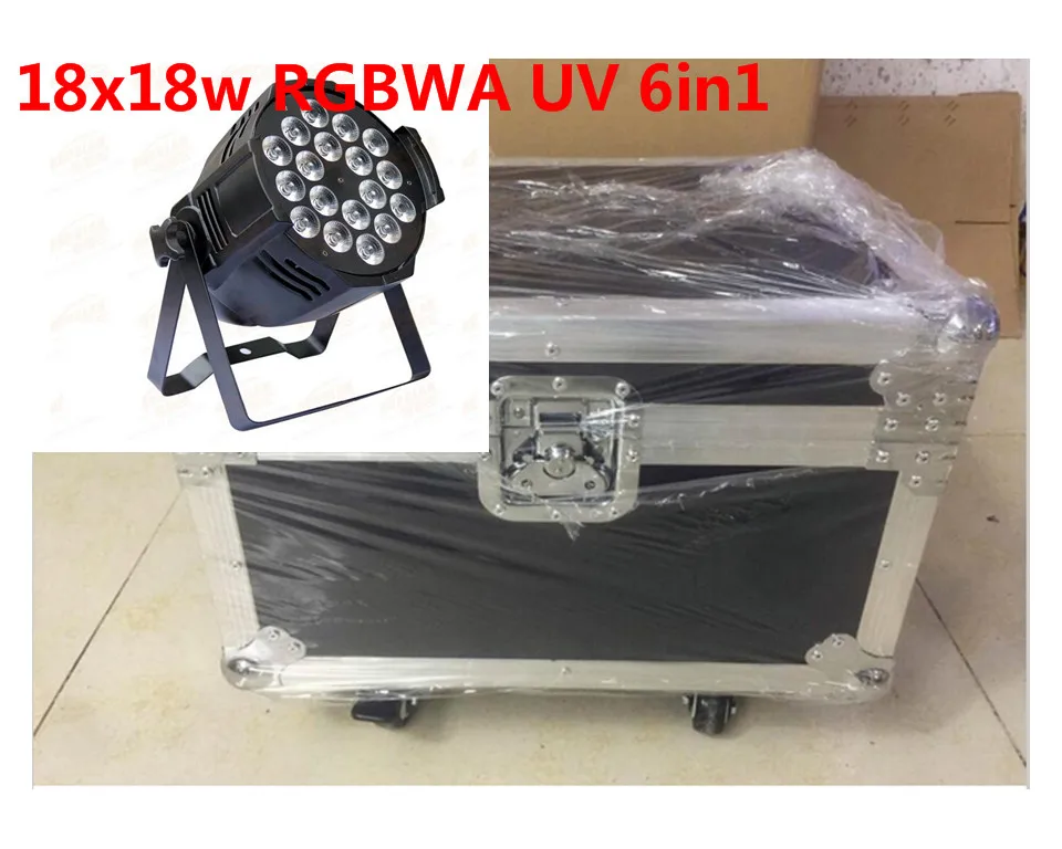 4 unids 18x18 w led par luces con 1 кейс для полетов uv 6in1 rgbwa luz | Лампы и освещение