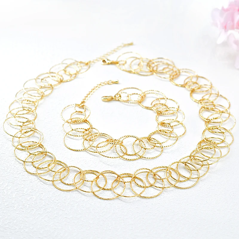 Sunny Jewelry Classic Collar Sets Fashion Necklaces Bracelet Set For Women Round Circle Wedding Engagement | Украшения и