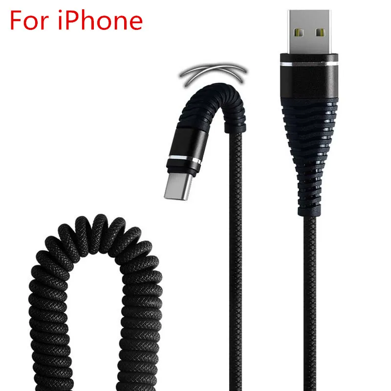 Micro USB 1,2 м удлиненный телефонный кабель прочный и портативный кабель Type-c для быстрой зарядки и передачи данных для Android универсальные кабели - Цвет: For iPhone