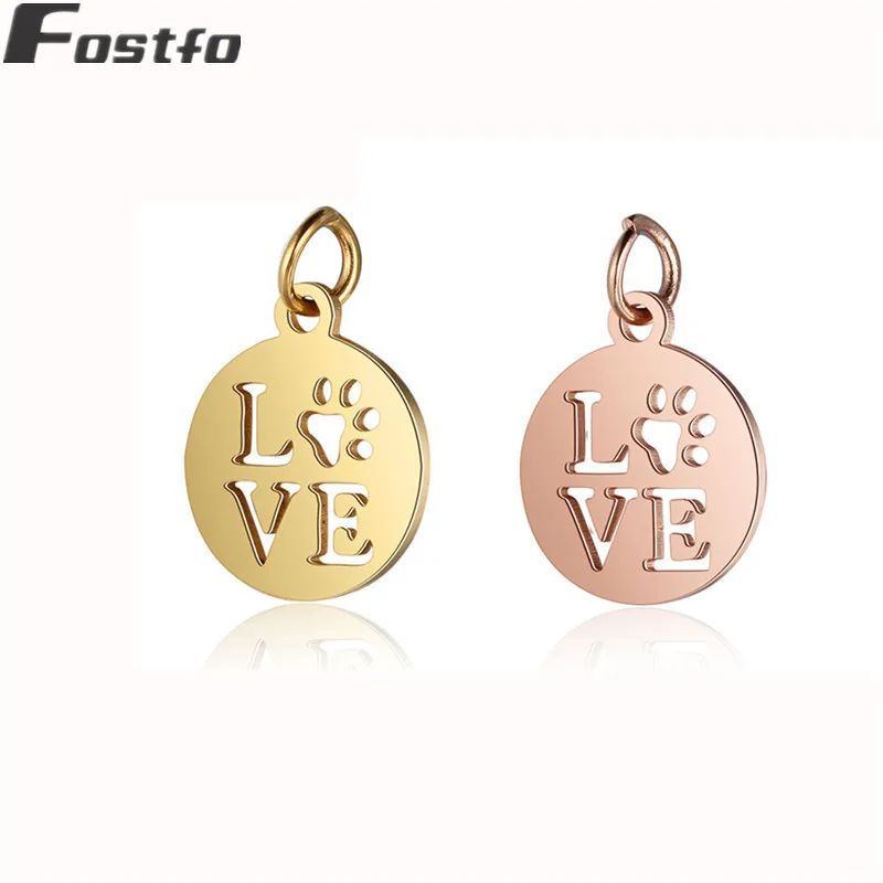 2 шт./лот из нержавеющей стали маленькие подвески розовое золото/золото сердце