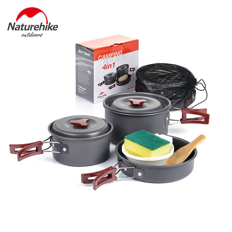 

Naturehike Camping Pots Picnic Barbecue Supplies Outdoor Cooking Utensils Portable Combination Pot Sets Tableware 2-3 Person
