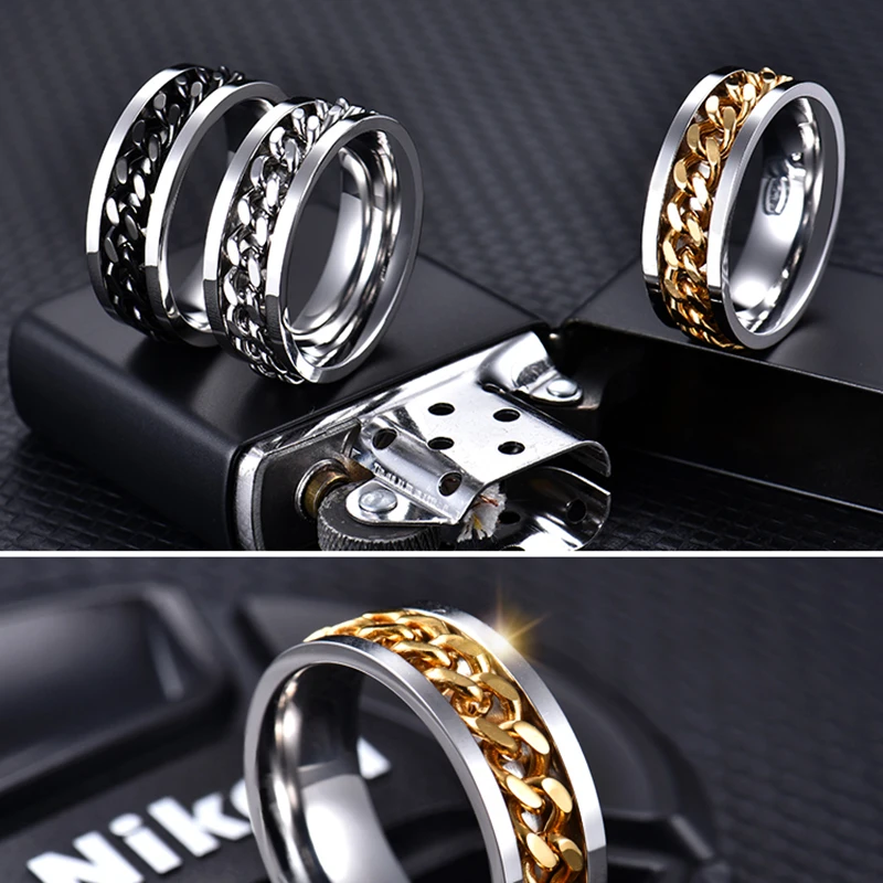 Кольцо ELSEMODE вращающееся в стиле панк рок для мужчин и женщин из нержавеющей стали