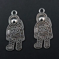 10pcs silver plated astronaut pendant hip hop bracelet necklace accessories diy charm metal jewelry handmade 2712mm a1753