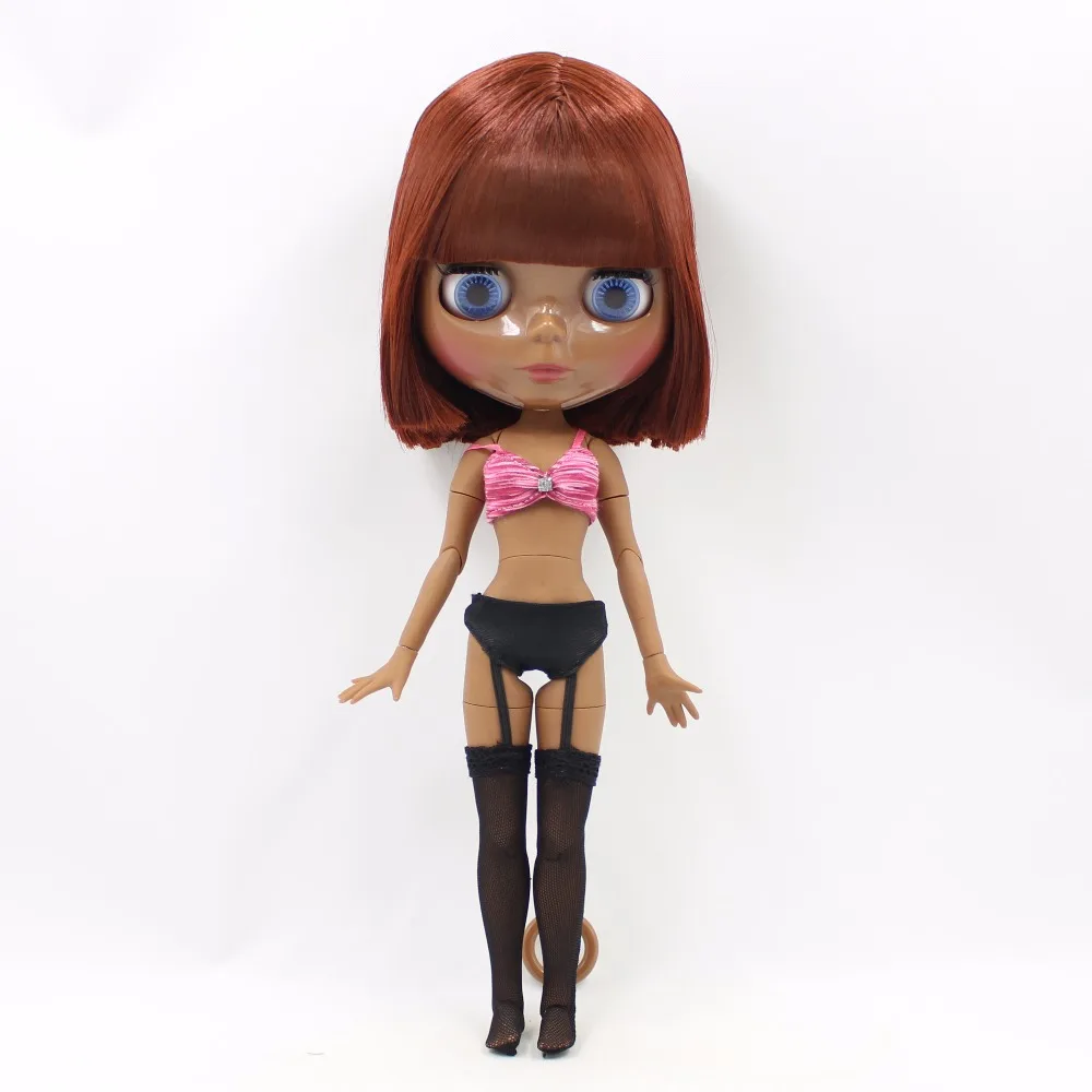 Ледяной DBS Blyth кукла супер черная кожа или темная тон короткие каштановые волосы