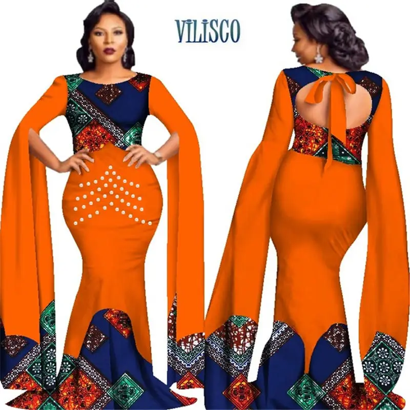 2018 Африканский принт платья с жемчугом для женщин в стиле королевы Vestidos