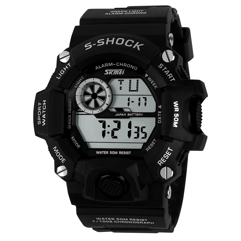 Black S SHOCK мужские спортивные часы SKMEI люксовый бренд камуфляжные военные часы цифровой светодиодный водонепроницаемый наручные часы Relogio Masculino - Цвет: Black