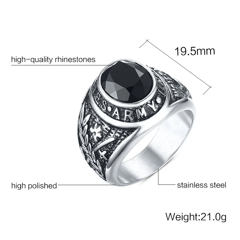 Оптовая продажа мужские армейские кольца из нержавеющей стали с черным/красным