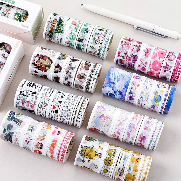 6 маскирующих рулонов Васи бумажная лента Набор японских канцелярских