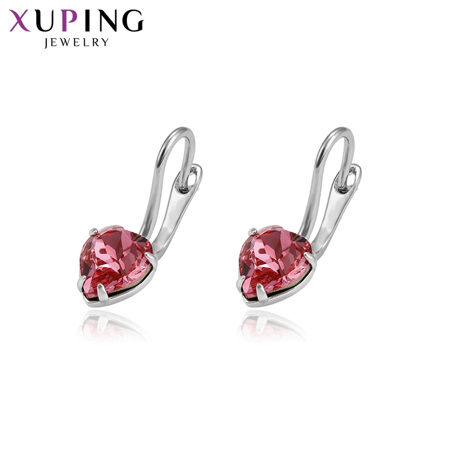 Женские серьги в форме сердца Xuping простые с кристаллами Swarovski ювелирное изделие