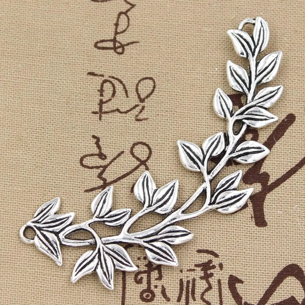 2pcs Charms Olive Branch 87x38mm Antique Pendant fit,Vintage Tibetan Bronze Silver color,DIY For Handmade Jewelry