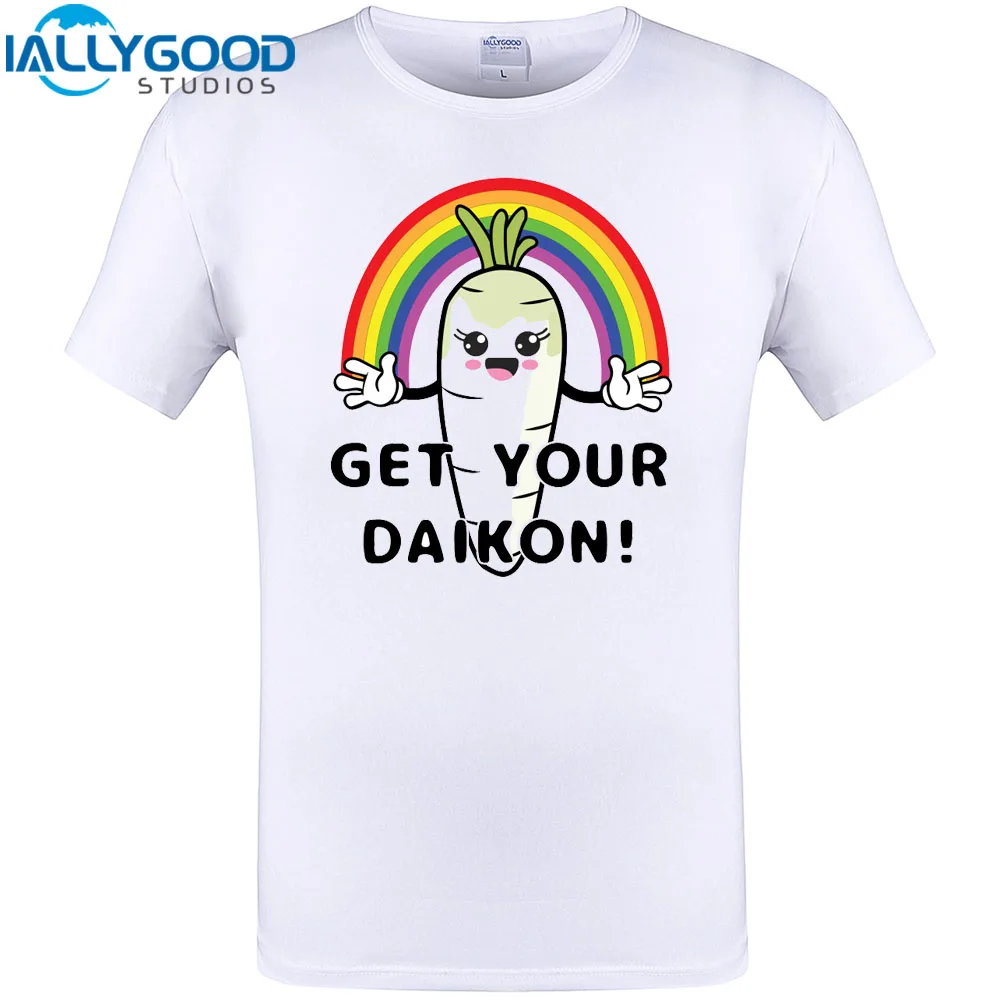 Получите ваш Daikon vegan Pride дизайн летние шорты рукавом мужская футболка
