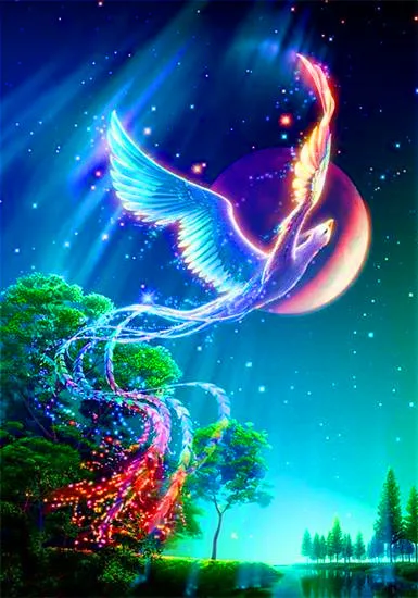 Горный хрусталь полный квадрат Алмазы Вышивка Животных Феникс Звездное небо DIY