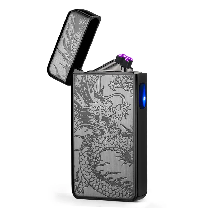 Dragon Black Роскошный usb-прикуриватель с драконом, зажигалка для барбекю, двойная дуговая зажигалка, Электронная зажигалка, зажигалка, аксессуары для курения, гаджеты для мужчин - Цвет: Dragon Black