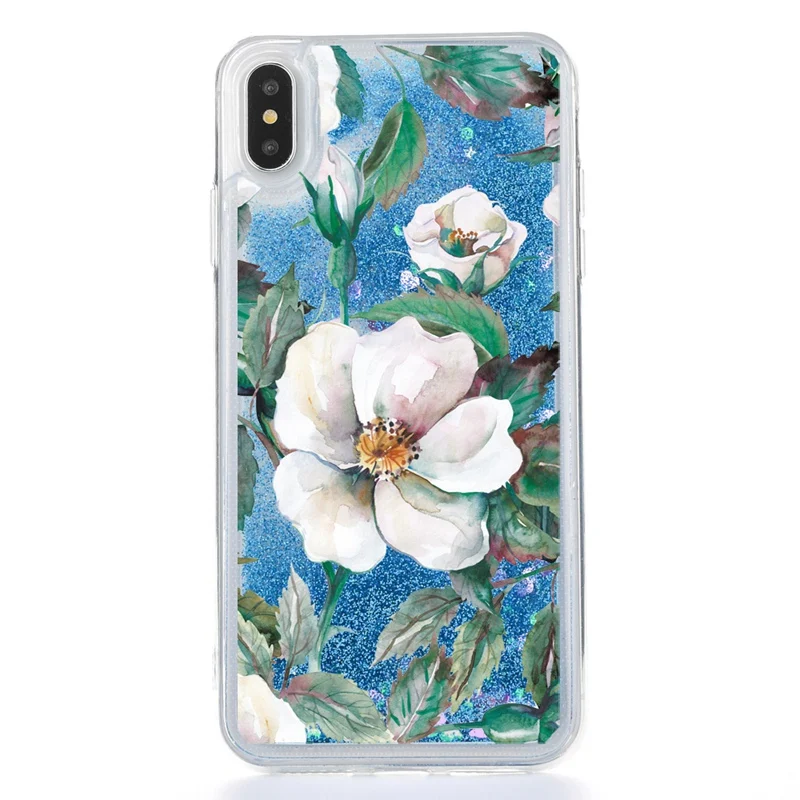 White Flower-blue Жидкий чехол с розами для Xiao mi Red mi K20 Pro 6 6A 7 7A, блестящий чехол для Xiao mi Red mi Note 5 6 7 mi 9 mi 9T Pro, чехол - Color: White Flower-blue