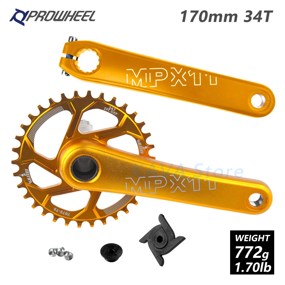 170mm yellow 34T MTB велосипед кривошипно костюм звездочки 170/175 мм горный велосипед звездочка цепной передачи узкая широкая цепь из колец цепь 30/32/34/36/38T передняя Звездочка для SRAM GXP XX1 X9 модными принтами XO - Цвет: 170mm yellow 34T