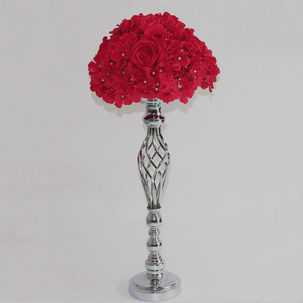 imuwen gold silver flowers vases candle holders road lead table centerpiece metal stand candlestick for wedding party decor free global shipping