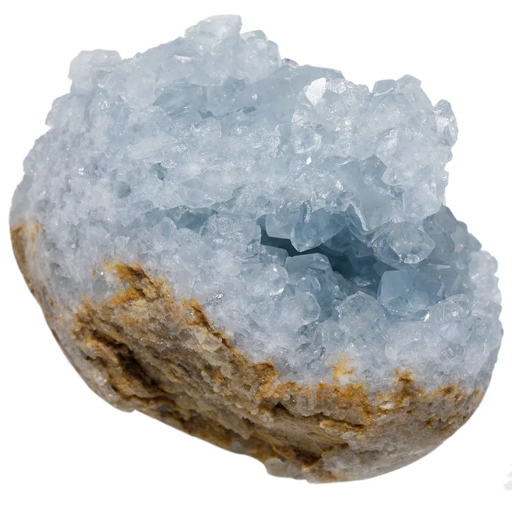 

TUMBEELLUWA Natural Blue Celestite Mineral Crystal Geode Cluster Specimen Irregular Stone Healing Reiki Home Decoration