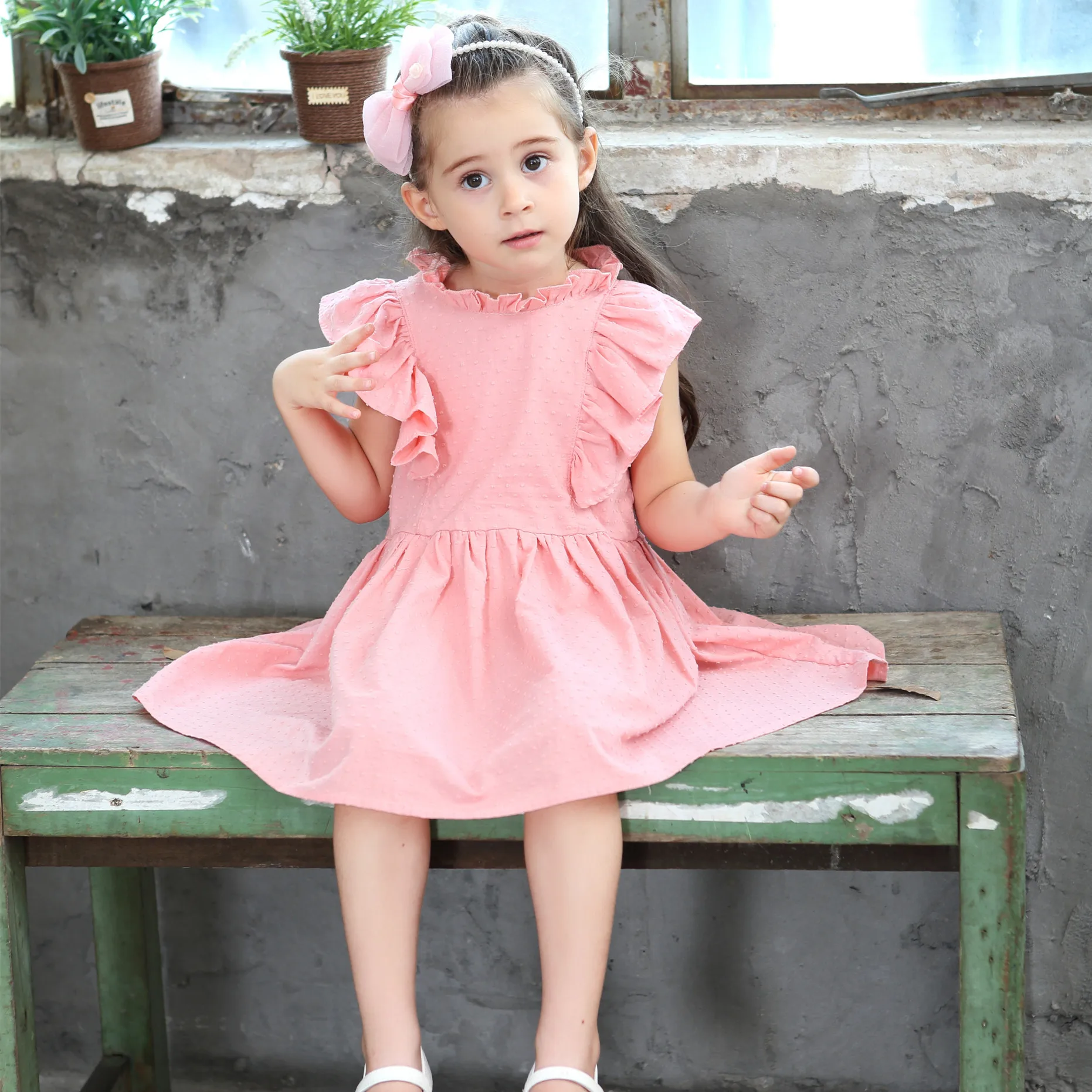 2019 Princess Costume Jacquard Ruffles Baby Girl Christmas Dress Thanksgiving Little Girls Clothing Pink Kids | Детская одежда и