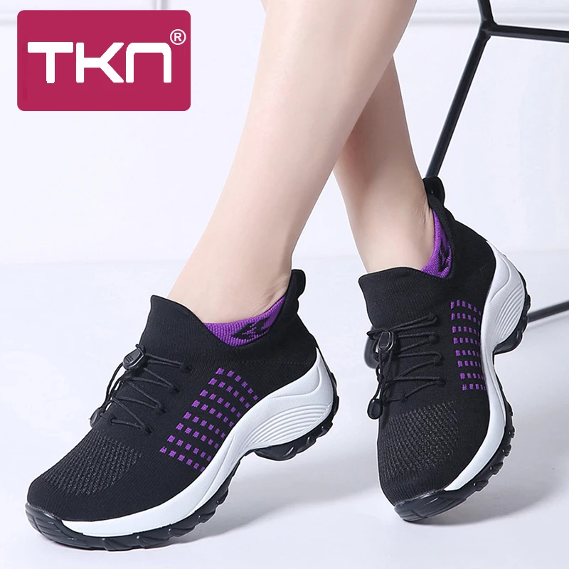 Женские кроссовки на шнурках TKN Осенние сетчатые теннисные туфли плоской