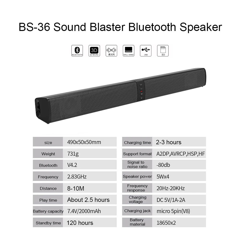 Беспроводная Bluetooth Колонка ELE ELEOPTION 20 Вт саундбар ТВ колонка s звуковая панель для