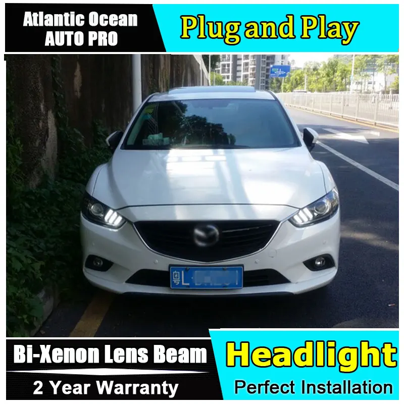 

new led head lgiht For Mazda 6 Atenza headlights 2014 2015 2016 for Mazda 6 mustang design H7 bi xenon len headlamps car styling
