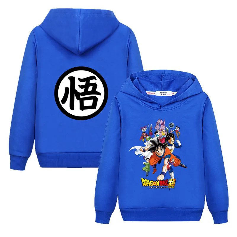 Супер мультфильм Dragon Ball толстовка с капюшоном для мальчиков и девочек Гоку шаблон свитер Новые повседневные детские топы хлопок осенняя одежда Детский свитер