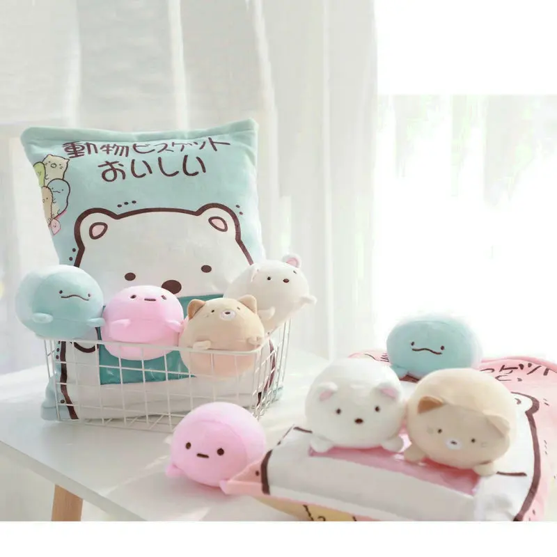 4pcs/8pcs stuffed Bear Cat Penguin pillow plush animals toy Japan Anime Animal Cartoon Doll creative toys for children