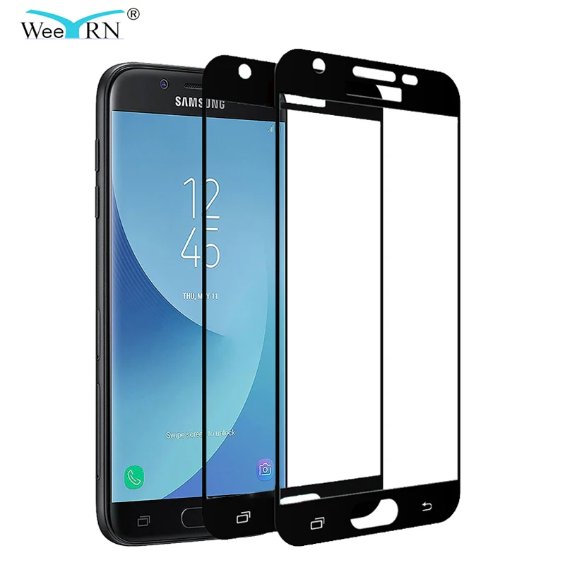 2PCS 2.5D закаленное защитное Стекло на для Samsung Galaxy J7(для Галакси Джей 7)Экран Full Cover Стекло для самсунг J7 SM-J730F WeeYRN