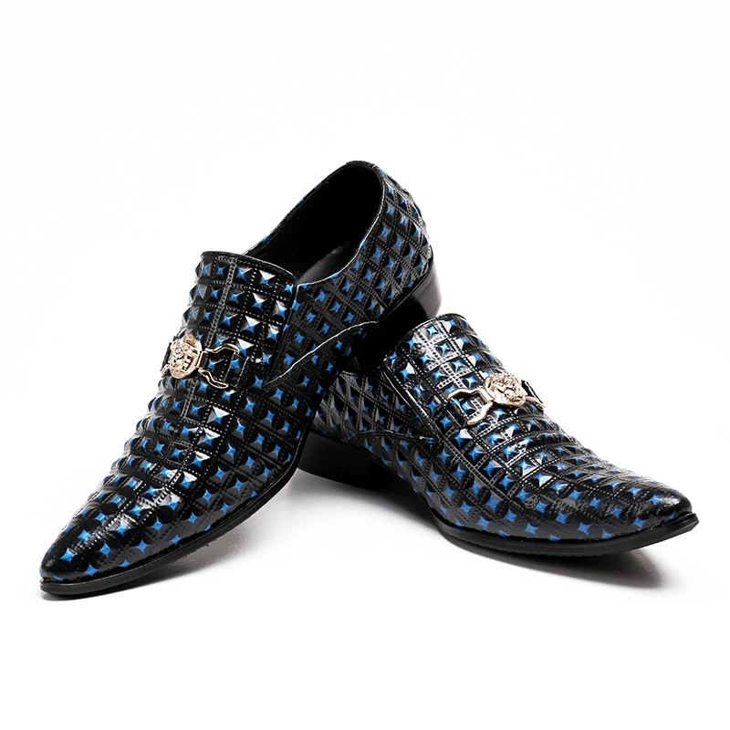 

blue studs mens business derby shoes 2018 italy brand new handmade men leather shoes Party and wedding men dress shoes