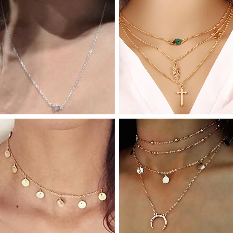 Женское ожерелье с цепочкой Tenande и кулоны в стиле бохо Луной звездным сглаза