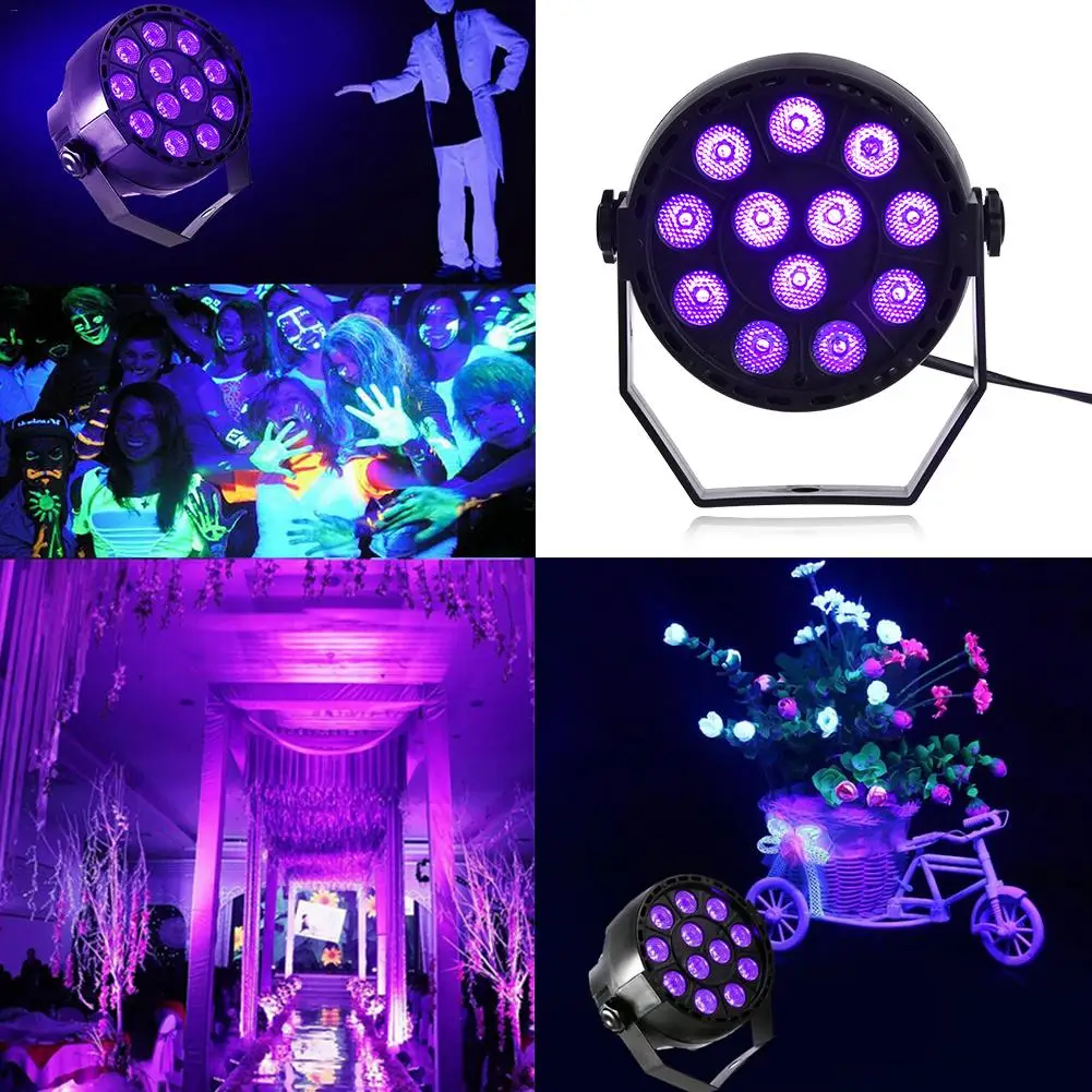 

12W Violet 12LED Sound Active Led Stage Light DMX512 7CH Par Lighting Effect for KTV Party DJ Disco Show AC 110V-220V