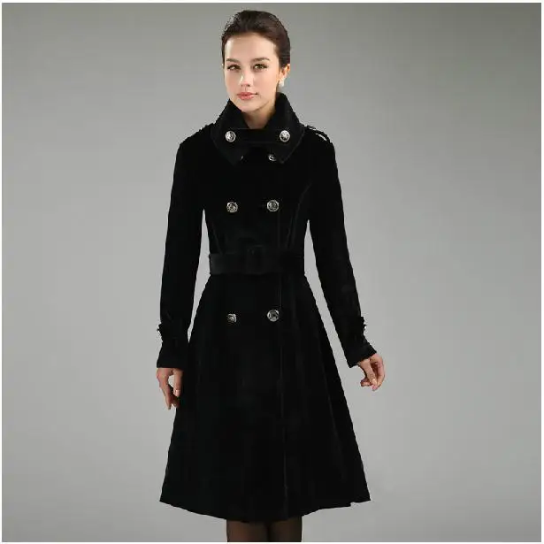 Двубортный Тонкий шерстяной Тренч с поясом Женский кашемировый длинное пальто |