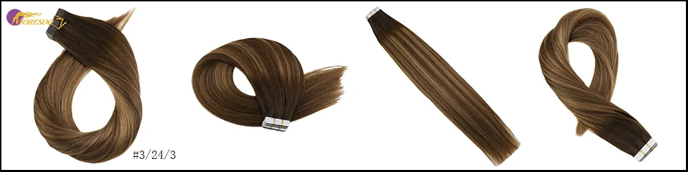 Moresoo, 14-24 дюйма, накладные волосы на ленте, человеческие волосы, Balayage, блонд, Remy, волосы для наращивания на коже, 2,5 г/шт., 25 г-100 г