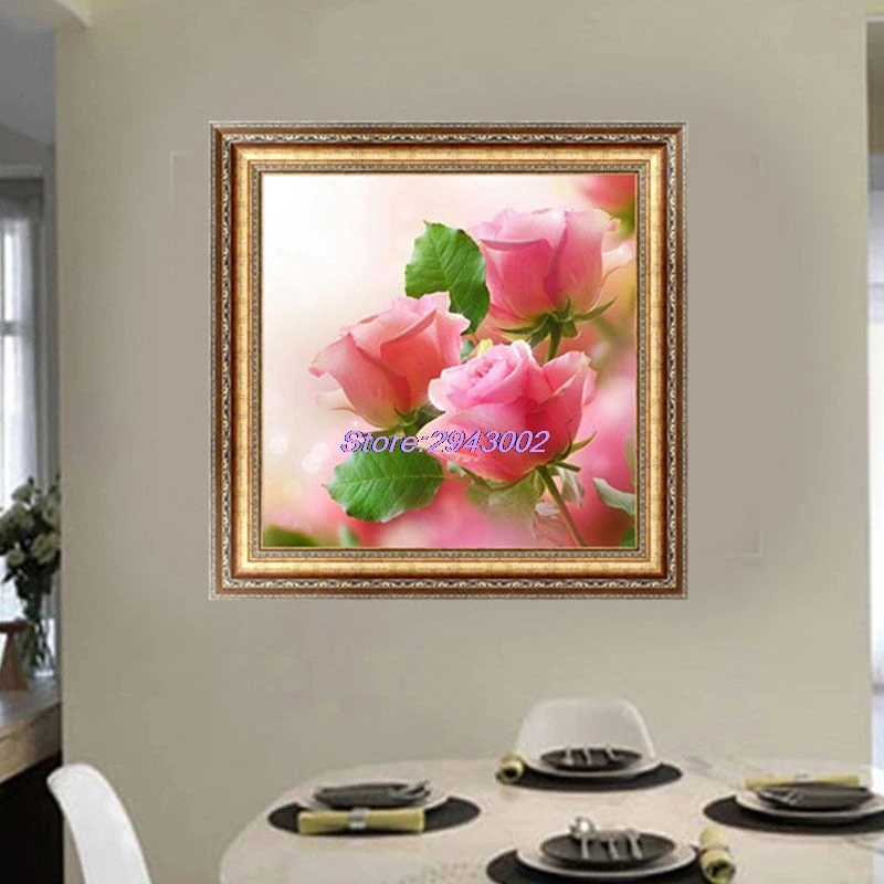 2017 New 5D DIY Embroidery Painting Cross Stitch Needlework Flower Pink Mosaic Home Decor MAR23_10 | Дом и сад