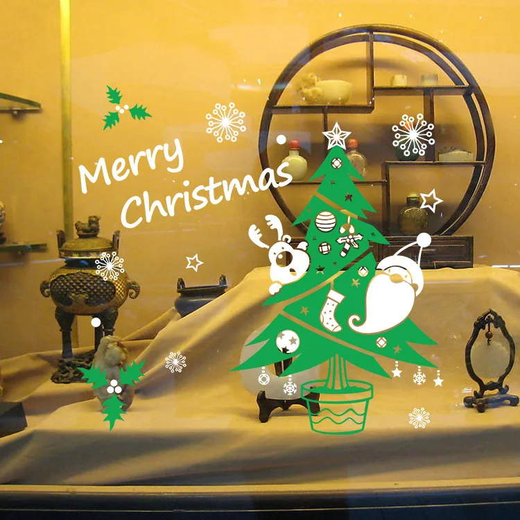 Рождественская елка окно наклейка на стену рождественское стекло вечеринка
