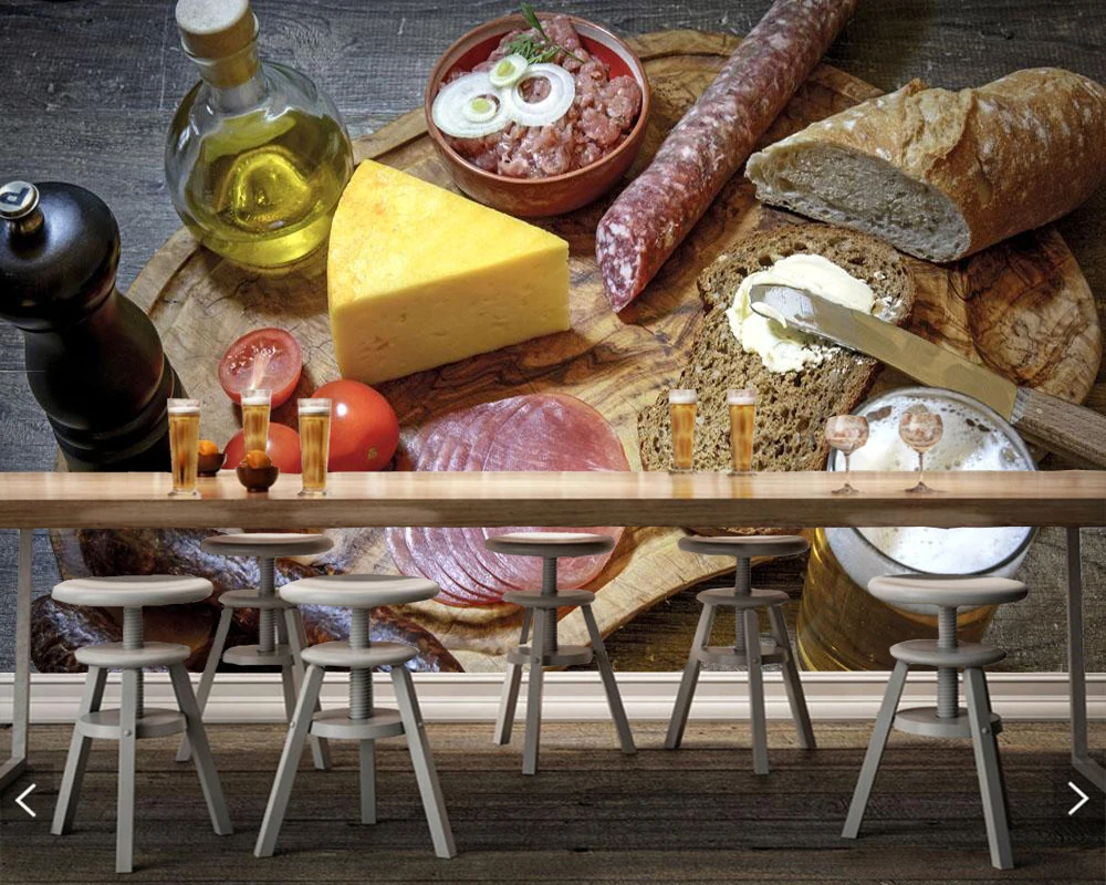 Настенные обои на заказ для кухни пива и еды фон ресторана бара декоративные