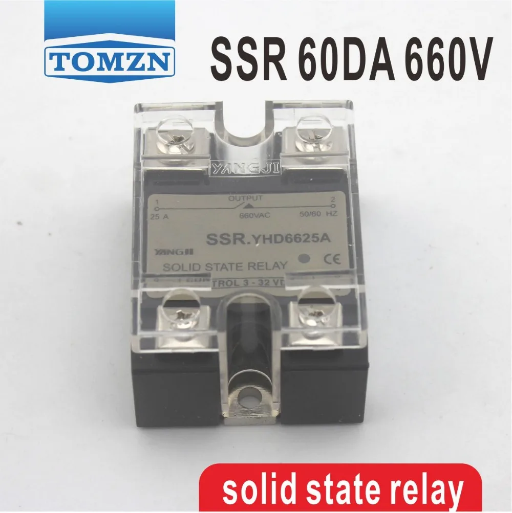 

60DA SSR Control 3-32V DC output 48~660VAC High voltage single phase AC solid state relay