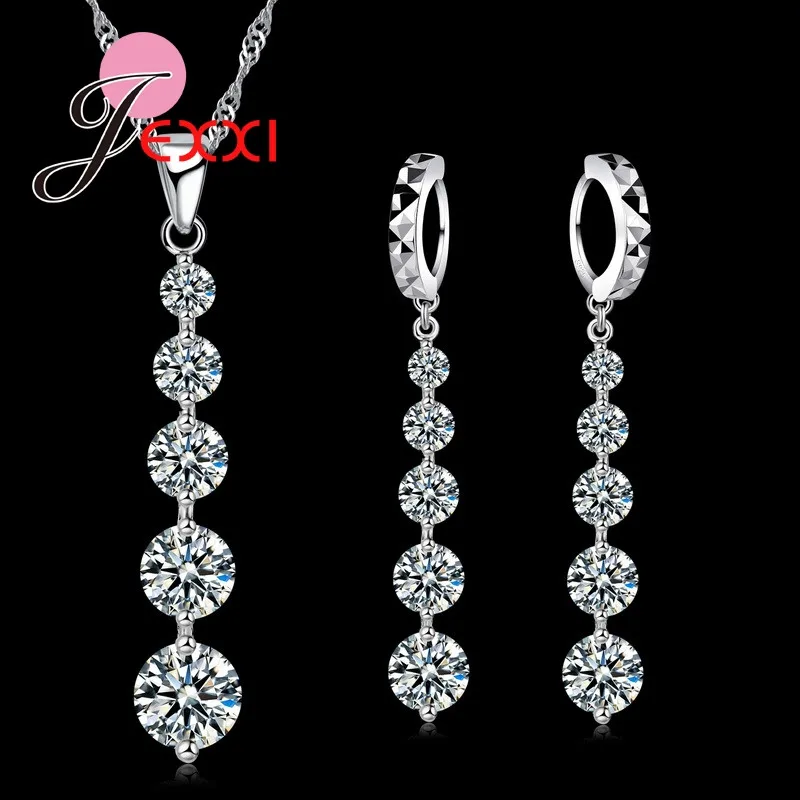 Женский комплект из колье и серёг серебра 925 пробы|set sterling silver|necklace earring setset |