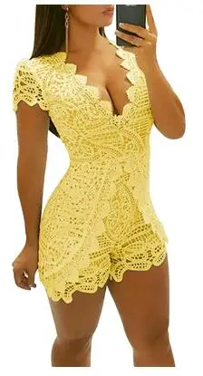Женский кружевной комбинезон Plsysuit с треугольным вырезом женские короткие штаны