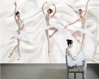 beibehang 3d stylish stereoscopic silk fabric papel de parede 3d wallpaper modern brief ballet dance room murals background