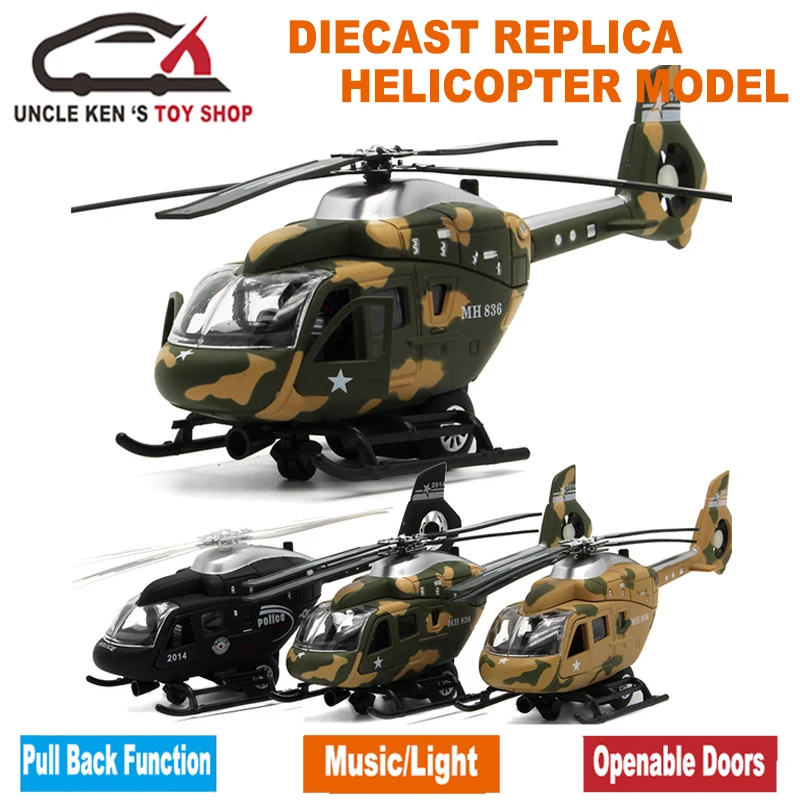 

22CM Length Diecast Military Helicopter Model Replica, Plane Toys For Boy Children, Airplane With Pull Back Function/Music/Light