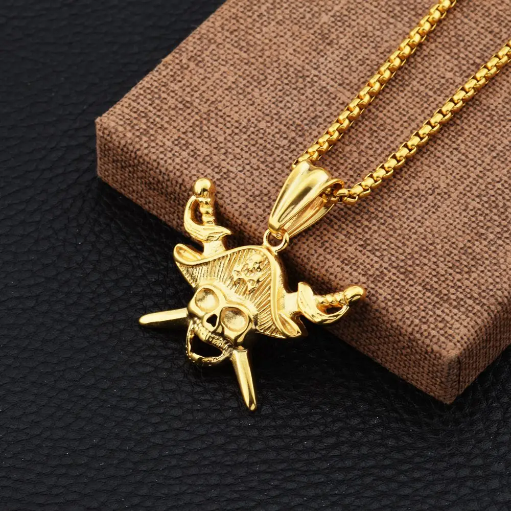 Goofan Хип-Хоп Ретро Пиратская подвеска скелет ожерелье из нержавеющей стали модные