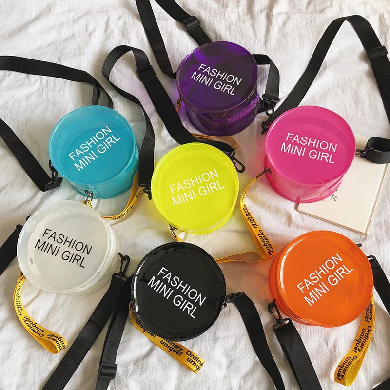 

PVC Jelly Transparent Circle Small Bag Women Beach Shoulder Bag Clear Mini Round Crossbody Bag Korean Casual Children's Handbag