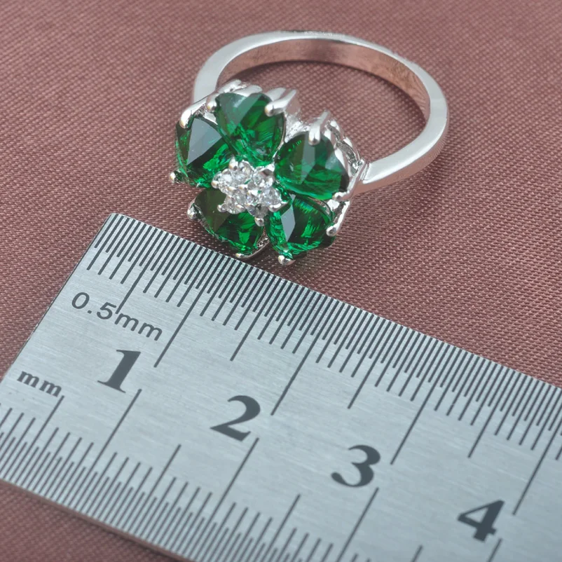 New Flower Green Zirconia Women's Silver PlatedJewelry Sets Necklace Pendant Earrings Ring TZ0541 | Украшения и аксессуары
