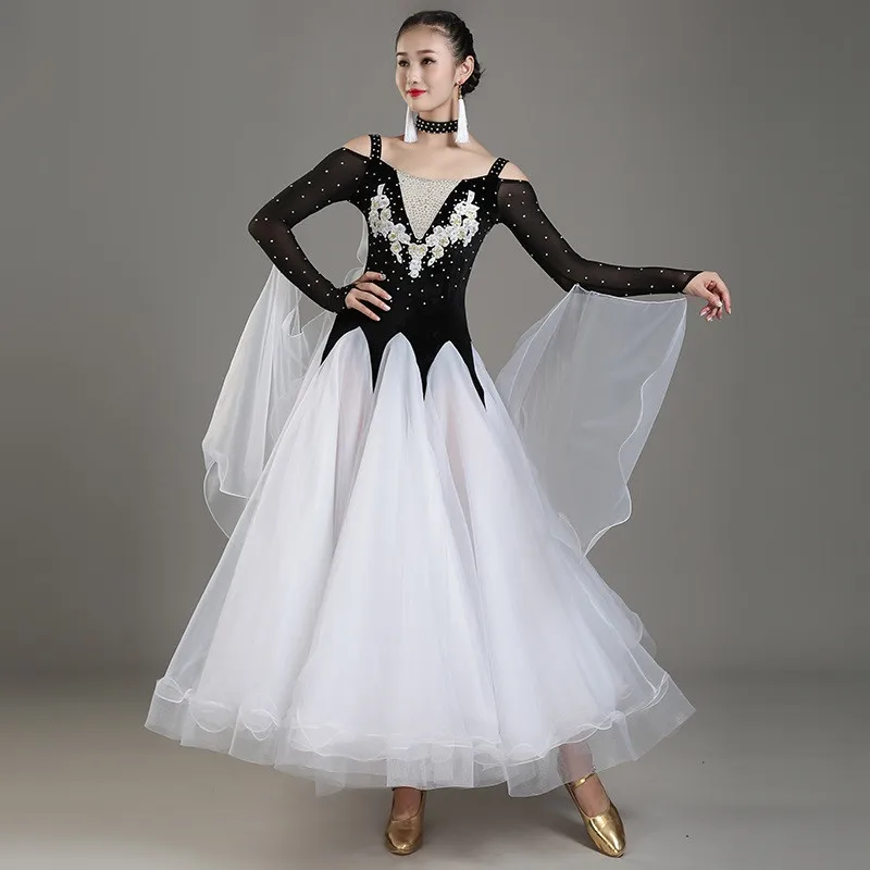 

3 colors big swing standard ballroom dress woman Ballroom dresses standard waltz dance dress elegant modern dance dress Foxtro